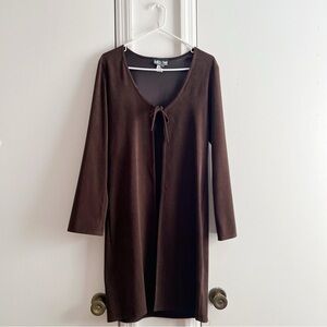 Vintage 90s Street Code Chocolate Brown Faux Suede Duster Jacket 🍂🤎